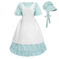 Ltakk Pioneer Dress Girls Colonial Costume Prairie Pilgrim Girl Dresses With Pinafore, Egg Blue, Medium, Age Over 4 Years Old