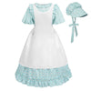 Ltakk Pioneer Dress Girls Colonial Costume Prairie Pilgrim Girl Dresses With Pinafore, Egg Blue, Xl, Age Over 4 Years Old