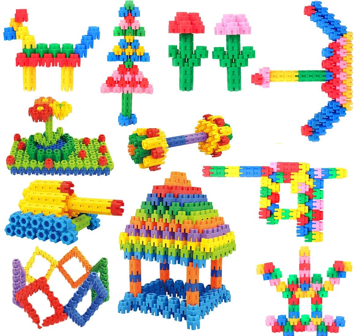 AEXONIZ TOYS Plastic Cube Building Blocks  100Pcs, Multicolor Bulk Plastic Educational Stacking Counting Interlocking Smart Cit