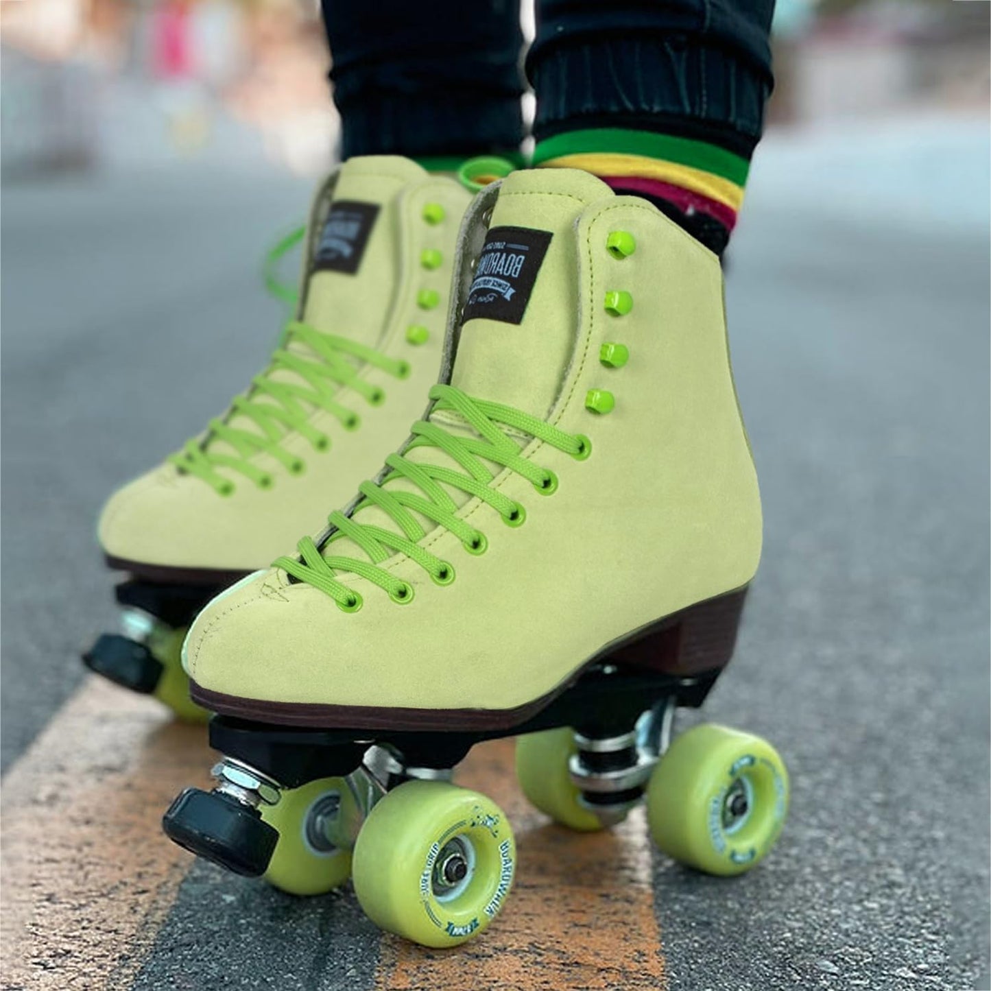 Sure-Grip Boardwalk Outdoor Skates (Key Lime, Mens 5 / Womens 6)