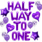 Jevenis Purple Half Way To One Balloons Half Way To One Decoration Half Birthday Decoration Half Birthday Balloons Half Birthday Party Supplies