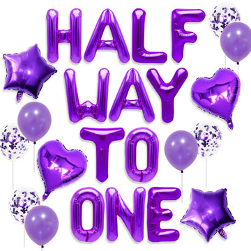 Jevenis Purple Half Way To One Balloons Half Way To One Decoration Half Birthday Decoration Half Birthday Balloons Half Birthday Party Supplies