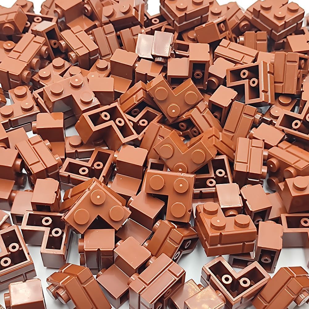 Yujhitp 200 Pcs Brown 1X2 Masonry Profile Bricks, Classic Brown Building Wall Bricks Blocks Bulk, Compatible With Lego Parts And