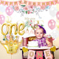 Pycalow First Birthday Decorations Girl - 1St Birthday Baby Girl Decorations Include Balloons Box, Backdrop, Crown, Banner, High
