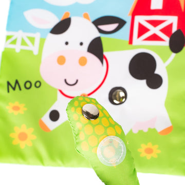 Demdaco Happy Barnyard Friends Corn Rustic Red Children'S Musical Soft Book Toy