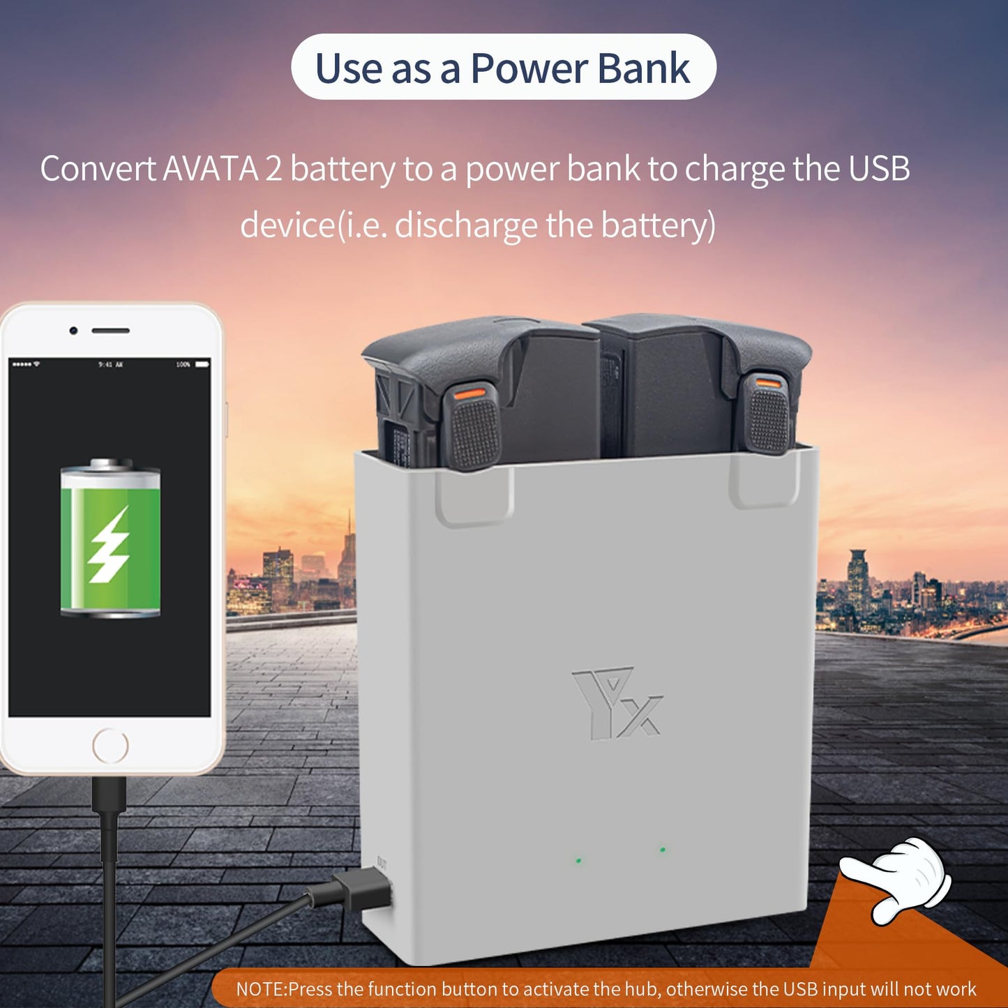 Lyongtech Two-Way Battery Charger Hub With Storage Charge For Dji Avata 2 Drone,Charging Dual Batteries In Sequence,Charge Acces