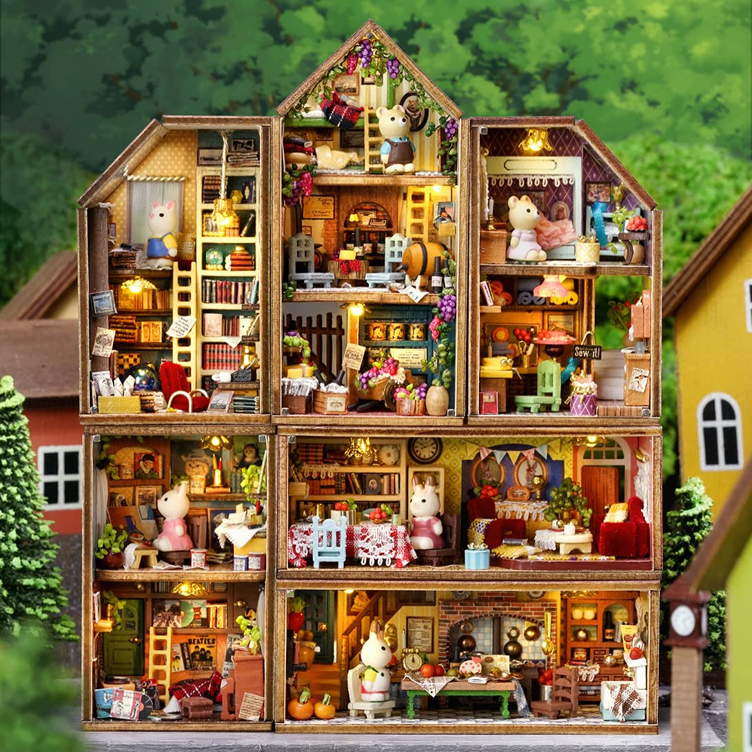DIY Miniature House Kit  CUTEROOM Mini House Kit for mature-themed to Build  Wooden Dollhouse Making Kit with Furniture  Christmas Birthday Gifts