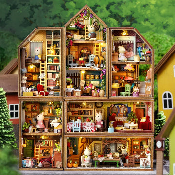 DIY Miniature House Kit  CUTEROOM Mini House Kit for mature-themed to Build  Wooden Dollhouse Making Kit with Furniture  Christmas Birthday Gifts- Bagel Time