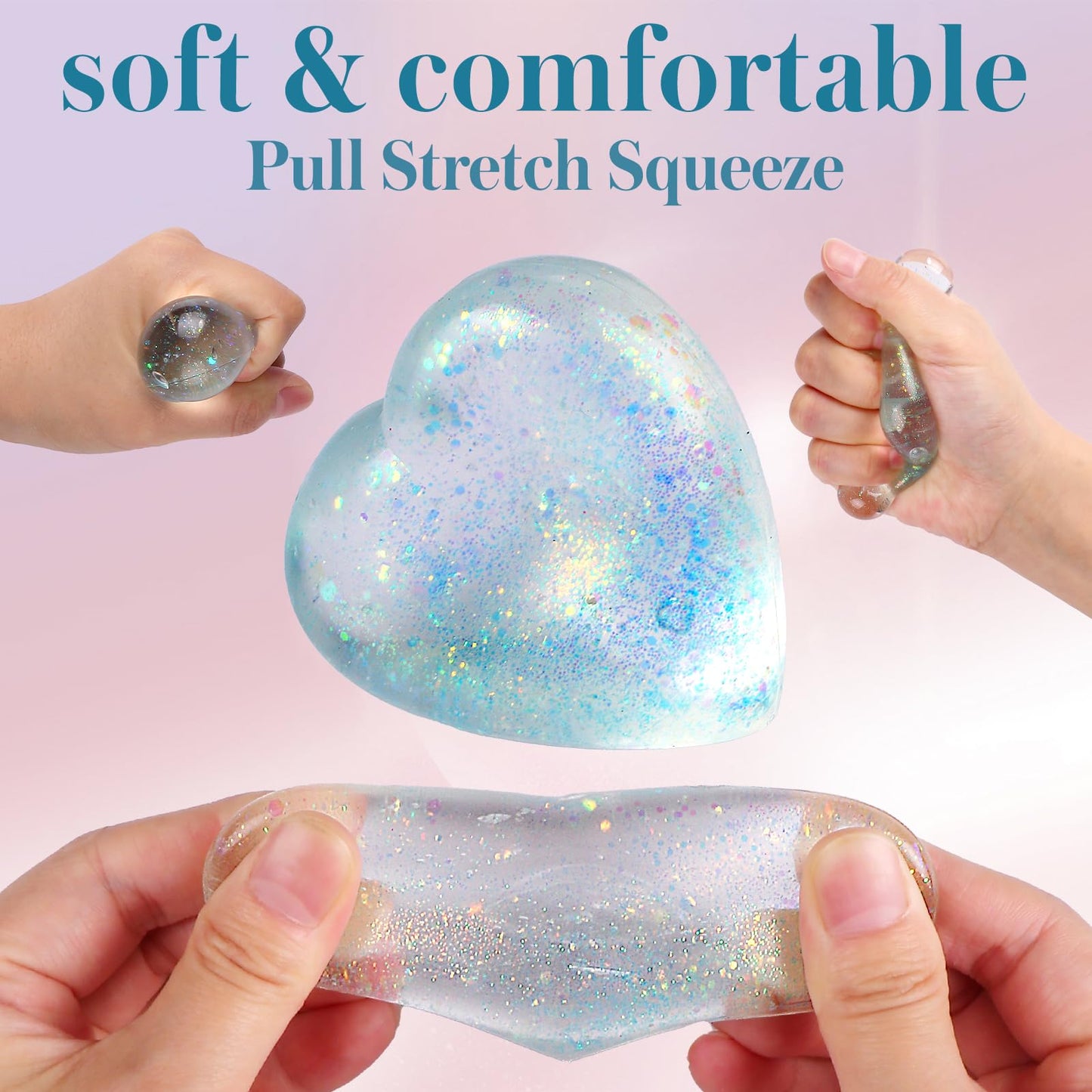 Heart Shape Stress Balls for mature-themed and Kids (Blue) - Sugar Ball  Squishy Toys for Stress Relief and Party Favors