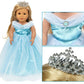 HWD Girls Doll Clothes - Princess Costume Wedding Dress for 18" Dolls, Blue2, Polyester, Model H-TA-010120