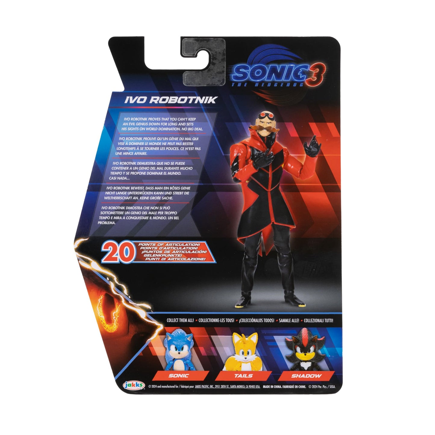 Sonic The Hedgehog Sonic 3 Movie Action Figures 5-Inch Ivo Robotnik Collector Toy Figure, Highly Articulated for Boys Girls - Of