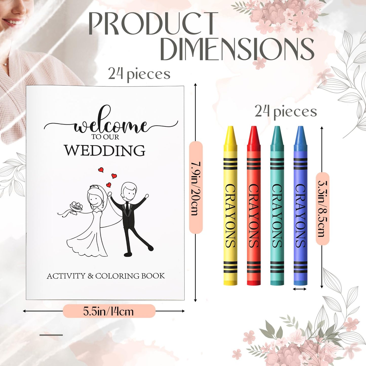 Fullhawl 40 Pcs Wedding Activity Set for Kids Include 20 Wedding Coloring Books 20 Crayons Wedding Gifts Kids Table Activities G