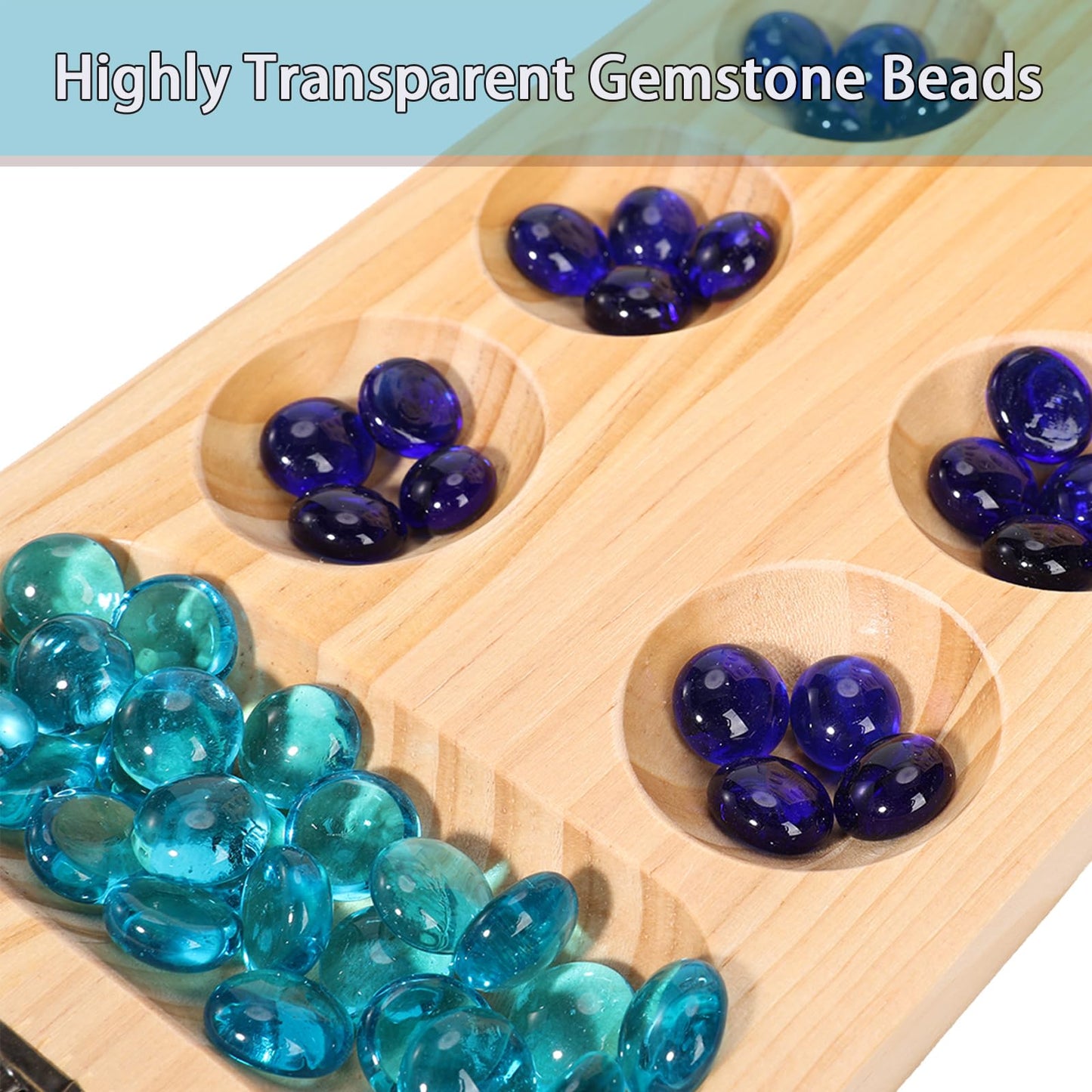 Wooden Mancala Board Game Set Larger Size Mancale Instructions  Portable Travel Board Game for Kids and mature-themeds