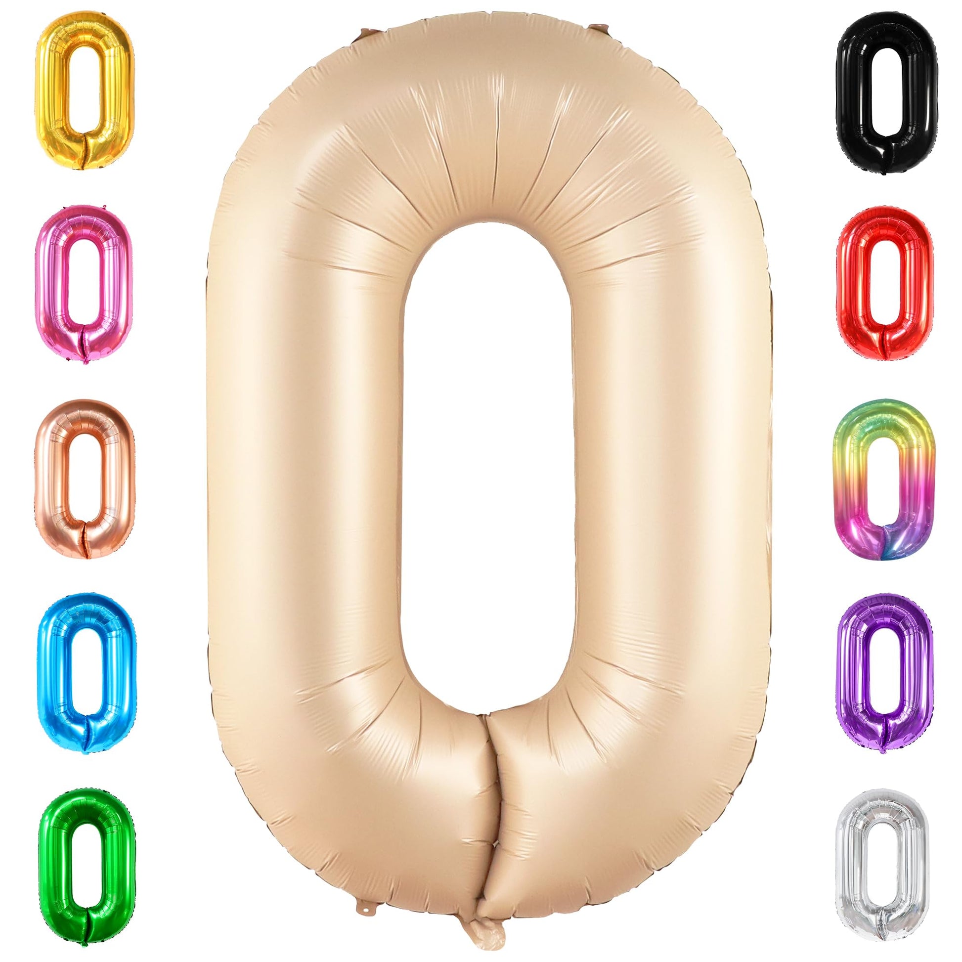 Katchon, Gaint Caramel 0 Balloon Number - 40 Inch | Retro Apricot Number Balloons | Zero Balloon For Neutral Party Decorations | Matt Tan 0 Ballon Decor | Balloon 0 Number For Blush Party Decorations