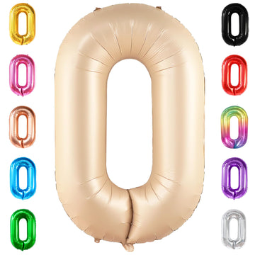 Katchon, Gaint Caramel 0 Balloon Number - 40 Inch | Retro Apricot Number Balloons | Zero Balloon For Neutral Party Decorations | Matt Tan 0 Ballon Decor | Balloon 0 Number For Blush Party Decorations