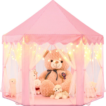 Evoionos Princess Tent For Girls, Kids Tent Indoor, Girls Tent With Star Lights, Pink Play Tent For Toddlers, Princess Castle Pl