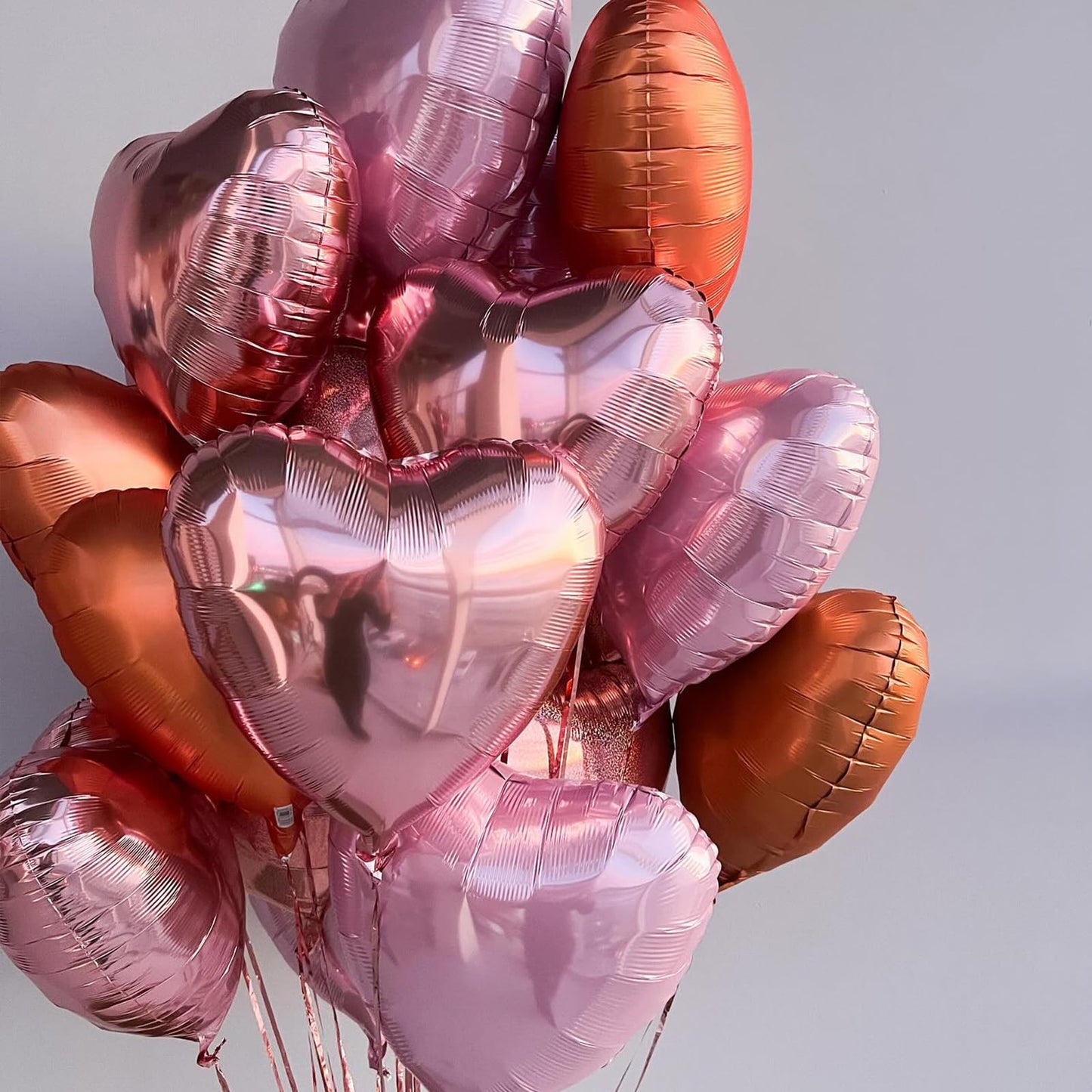 Gresatek Pink Heart Balloons,10Pcs Pink Foil Heart Shaped Love Balloons,18Inch Pearl Pink Helium Mylar Balloons For Valentines,E