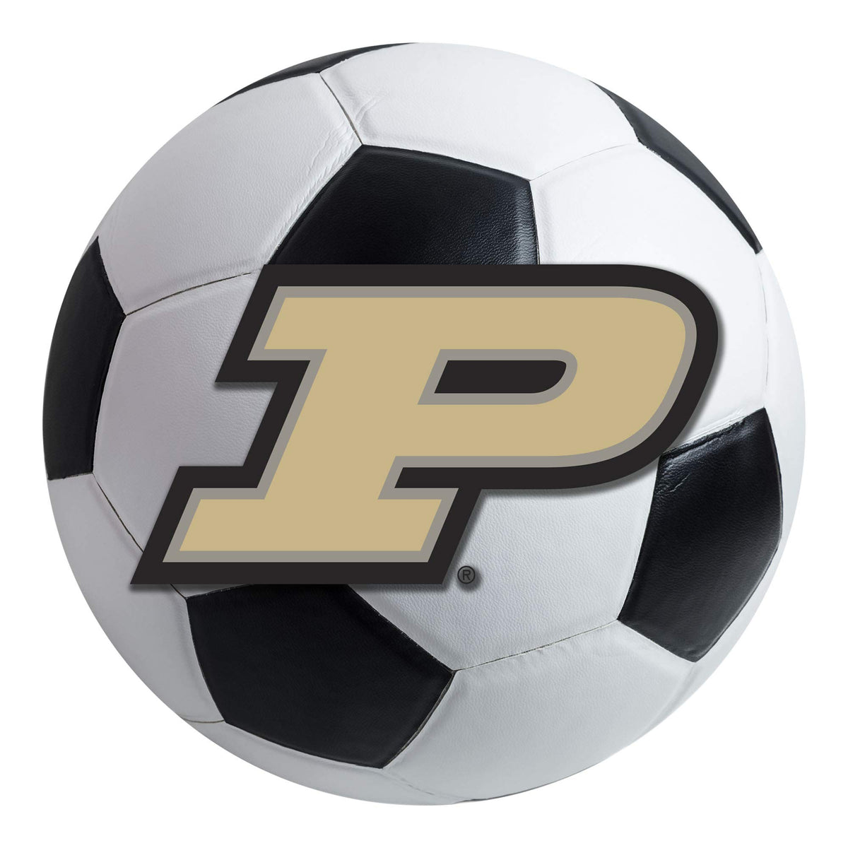 FANMATS 16830 Purdue Boilermakers Soccer Ball Rug - 27in. Diameter - P Primary Logo