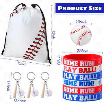 Nuogo 48 Pcs Baseball Party Favors Supplies Include 12 Pcs Baseball Party Bags 12 Pcs Baseball Bracelets 12 Pcs Baseball Stress