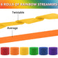 Oun Nana Crepe Paper Streamers 6 Rolls Rainbow Streamers 2.2 Inches 738 Feet, Streamers Party Supplies for Birthday, Wedding, Ba