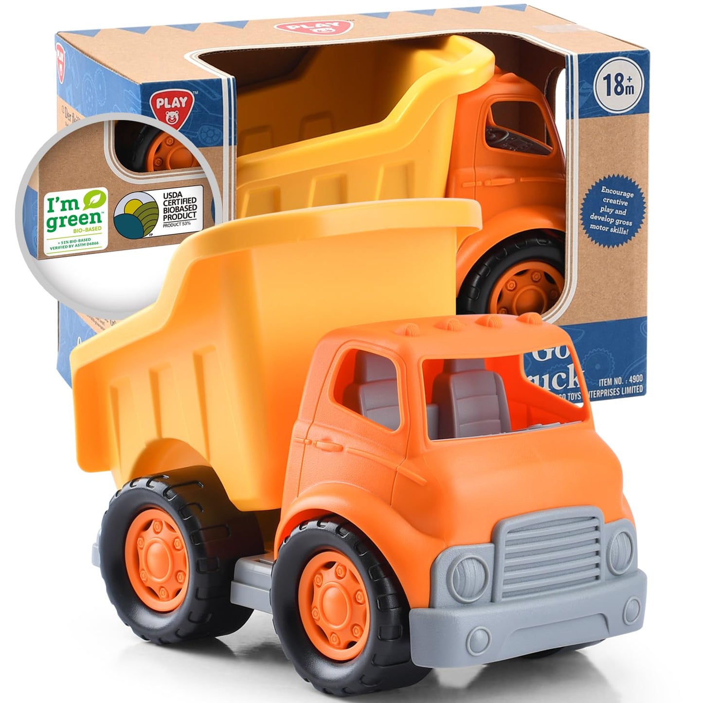 PLAY Eco-Friendly Toys Dump Truck Beach Toy, [USDA Certified] No BPA/Phthalate/PVC, Recycled Bioplastic Construction Truck Toys 
