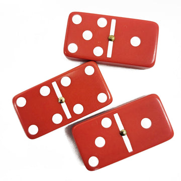 Marion & Co. Domino Double Six 6 Red Tiles Jumbo Tournament Professional Size With Spinners In Black Elegant Velvet Bag