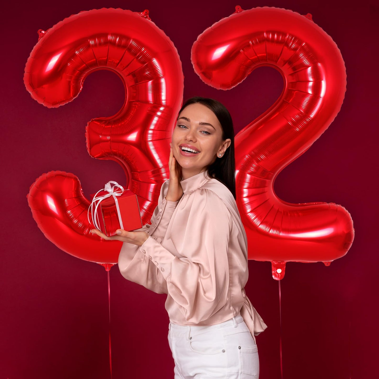Red Number 2 Balloon 40 Inch, Big Large Foil Helium Number Balloons, Jumbo Giant Mylar Number 2 Balloons For 2 Year Old Birthday