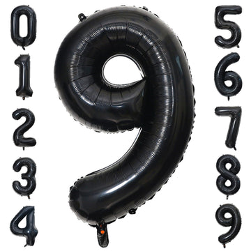 Paticool 40 Inch Black Number Balloon 9, Large Number Foil Balloons Mylar For Girl Boy Birthday Party Celebration Decorations Su