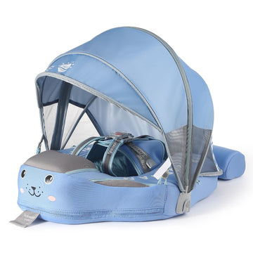 2025 Mambobaby Float With Upf 50+ Sun Protection Canopy Big Buoyancy Non-Inflatable Solid Baby Swim Pool Float For Ages 3-24 Mon