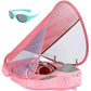 V Convey Baby Float - Non-Inflatable Smart Swim Trainer, Adjustable Size, UPF 50+, Pink, Model B503 with Canopy