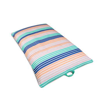 Big Joe Lagoon Lounger No Inflation Needed Pool Float, Rivera Stripe Turquoise Double Sided Mesh, Quick Draining Fabric, 5 Feet
