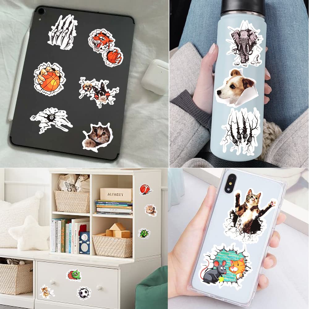 Susihi 3D Stickers For Kids 3D Laptop Stickers For Water Bottles Scrapbooking Cute 3D Waterproof Vinyl Sticker Bulk(50Pcs)