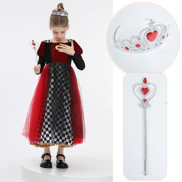 Nspstt Royal Red Queen Costume For Girl Halloween Dress Queen Of Hearts Costume