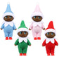 Gemscream 4 Pcs Christmas Tiny Elf Miniature in Dark Skin with Dress  Christmas Decoration Party Accessories Holiday Tiny Gift Xmas Stocking Stuffers for mature-themed(Cute Dark Skin)