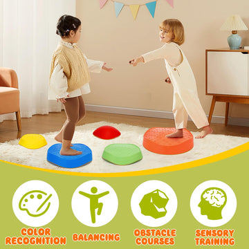 Joyrapt 5Pcs Stepping Stones For Kids, Non-Slip Rubber & Plastic Balance Toddler Stepping Stones For Children'S Coordination Ski