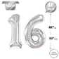 16 Balloon Number, Silver Number 16Th Birthday Balloons 40 Inch, Sweet 16 Years Old Silver Birthday Decorations For Boys Girls,