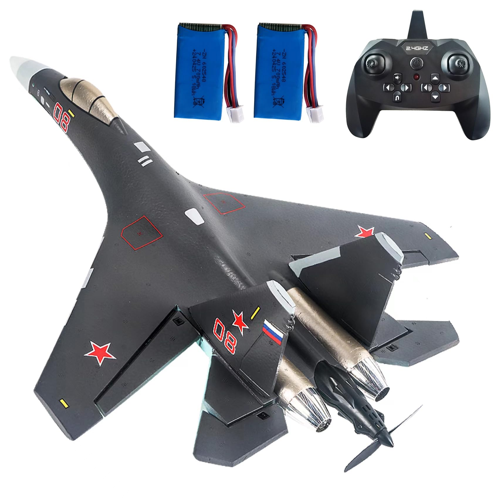 PLRB TOYS RC Plane Remote Control Airplane RTF 4CH Brushless Tail Motor 3D / 6D Stunt Function SU35 Jet Aircraft with Hobby Mode