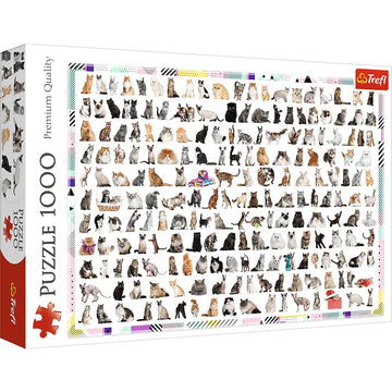 Trefl 208 Cats 1000 Piece Jigsaw Puzzle Red 27'X19' Print, Diy Puzzle, Creative Fun, Classic Puzzle For Adults And Children From 12 Years Old