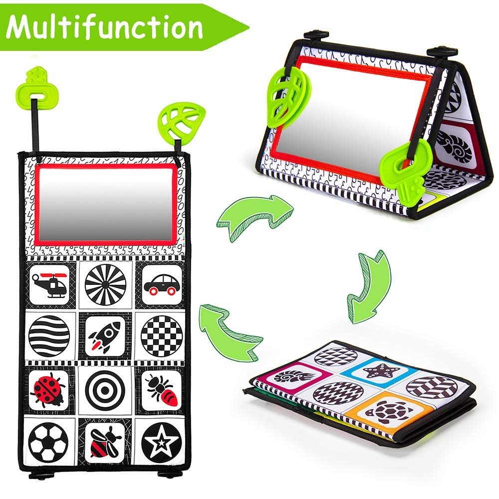 teytoy Tummy Time Baby Mirror Toy, Black & White, Foldable, Sensory Development for Infants 0-6 Months, Plastic Material
