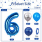 40 Inch Blue Number 6 Balloon, 6Th Birthday Balloons, 11Pcs Silver Birthday Print Balloons Dark Light Blue Latex Balloons 6 Foil