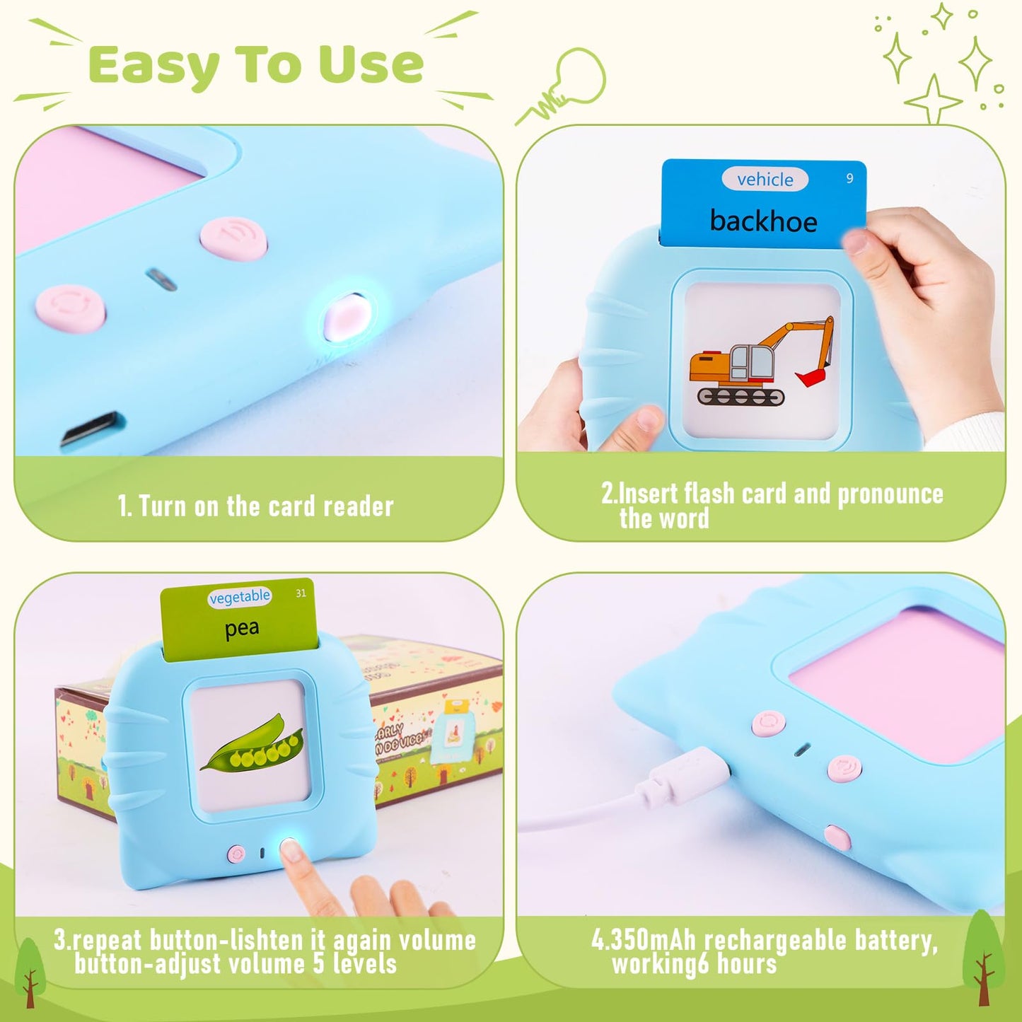 Talking Flash Cards For Toddlers 1-3 Years Old, 224 Sight Words, Autism Sensory Toys For Autistic Children,Learning Montessori Toys, Educational Preschool Gifts For Kids Ages 1 2 3 4 5 6