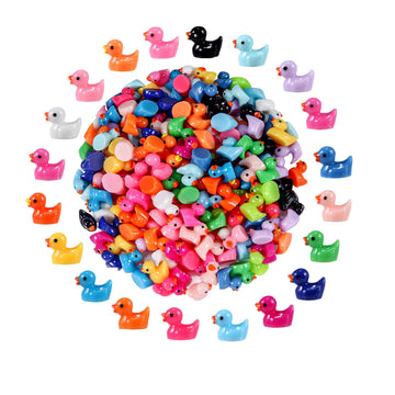 200 Pcs Mini Duck Set: 20 Colors, 10 Ducks Each, Dimensions 0.7 x 0.6 x 0.4 Inches, Perfect for Dollhouse, Mini Fairy Gardens, A