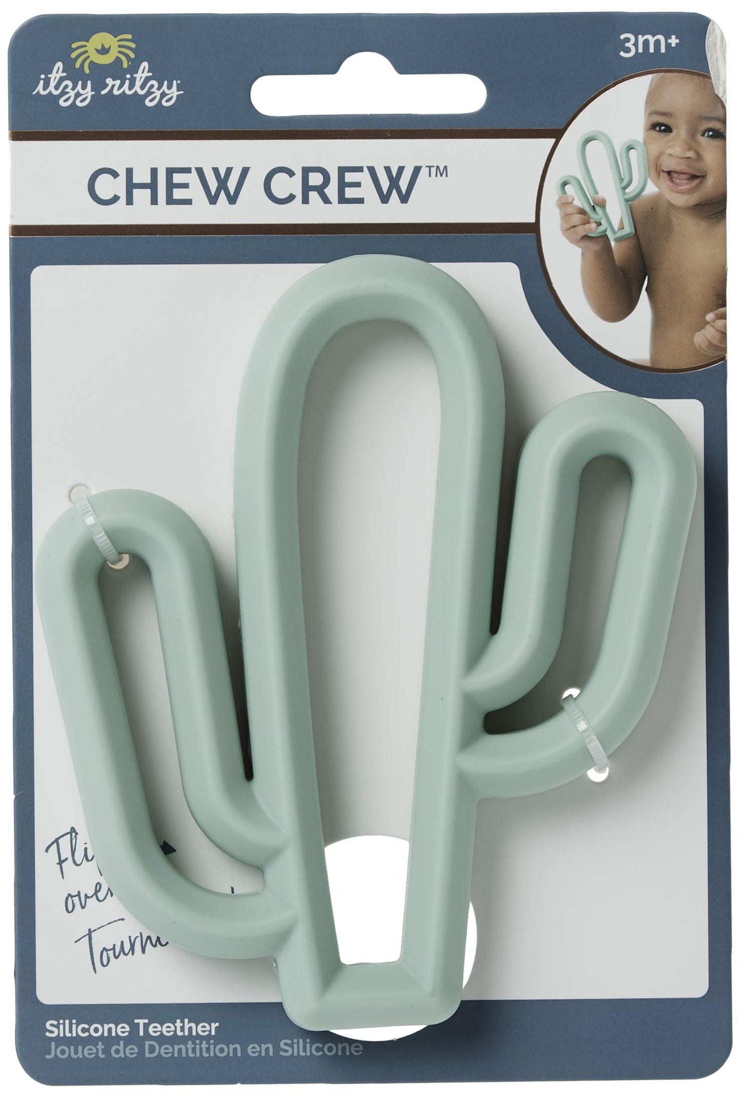 Itzy Ritzy Silicone Baby Teether – Bpa-Free Infant Teether With Easy-To-Hold Design & Textured Back Side To Massage & Soothe Sore, Swollen Gums - Teething Toy For 3 Months & Up - Cactus