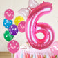 Kwuz 40 Inch Pink Number 6 Balloon with Mini Bow Balloon for Girls 6th Birthday Decorations, Pink Princess Western Cowgirl Theme