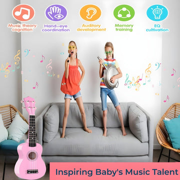 Kids Guitar Acoustic, Jakeloo 21 Inch Wooden Acoustic Guitar For Toddler Guitar Toy Childrens Guitar Musical Toy Instruments Ide