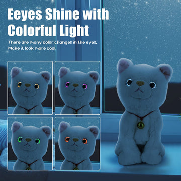 Smalody Interactive Electronic Plush Toy - Upgrade Robot Talking Cat Toys with LED Light Eyes, Animals Sound Control Electronic