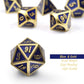 Dndnd Heavy Polyhedral Metal Dice Set With Metal Box, 7-Die Shiny Blue Surface With Golden Number For Rpg,Dungeons And Dragons,P
