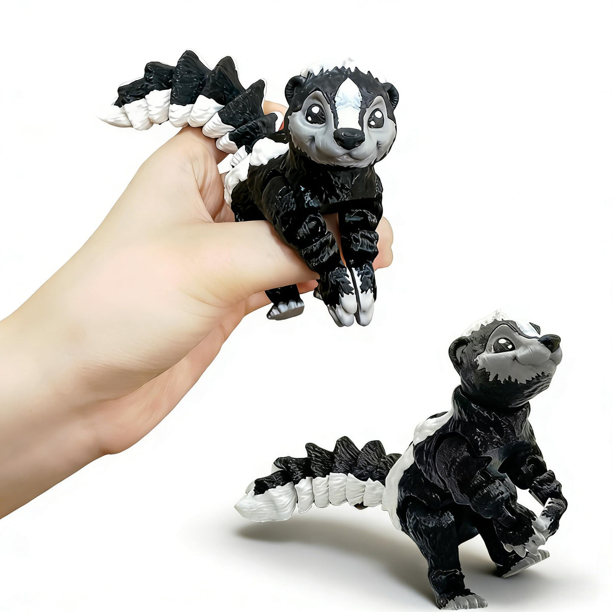 MAVLENT 3D Printed Skunk, 3D Printed Animals and 3D Printed Toys, Flexible Articulated Skunk Figure for Desk Decor, Office Shelf