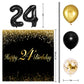 Happy 24Th Birthday Balloons Black Set Decor - Cheers To 24 Years Old Party Theme Garland Banner Backdrop Decorations For Women