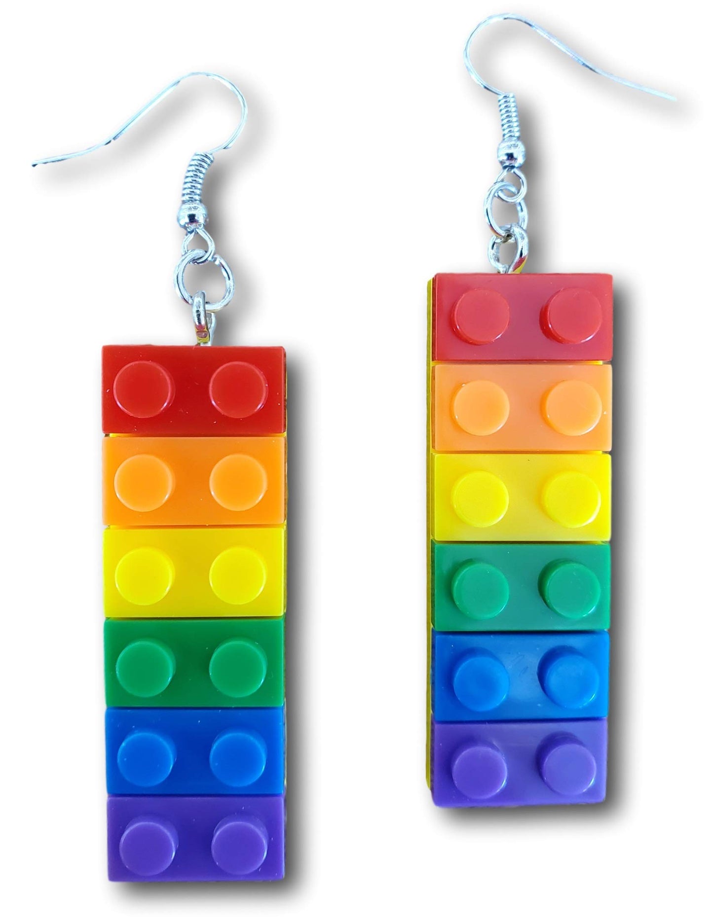 Long Colorful Lego Building Blocks Dangle Earrings By Pashal
